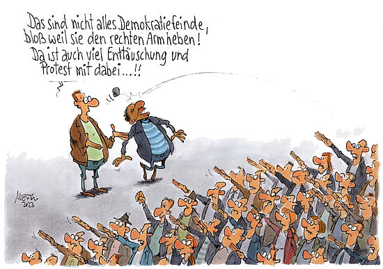 Karikatur zum Thema Rechtsextremismus von Gerhard Mester, Abdruck honorarpflichtig