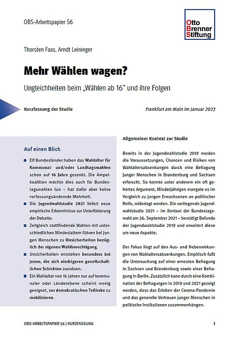 Kurzfassung: Mehr Wählen wagen? Kurzfassung: Mehr Wählen wagen?