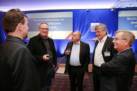 Prof. Dr. Thomas Leif, Dr. Dietrich Krauss, Oliver Welke, Jupp Legrand, Prof. Bernd Gäbler