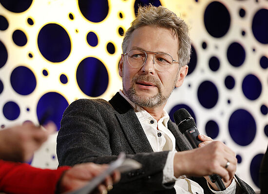 Volker Weiß, Historiker und Publizist, auf der Podiumsdiskussion der Medientagung 2018.