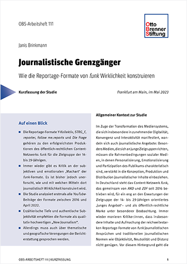 Kurzfassung: Journalistische Grenzgänger Kurzfassung: Journalistische Grenzgänger