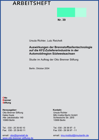 Auswirkungen der Brennstoffzellentechnologie auf die KFZ-Zuliefererindustrie in der Automobilregion Südwestsachsen Auswirkungen der Brennstoffzellentechnologie auf die KFZ-Zuliefererindustrie in der Automobilregion Südwestsachsen