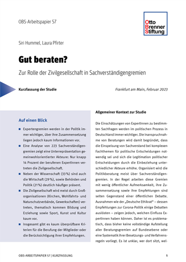 Kurzfassung: Gut beraten? Kurzfassung: Gut beraten?