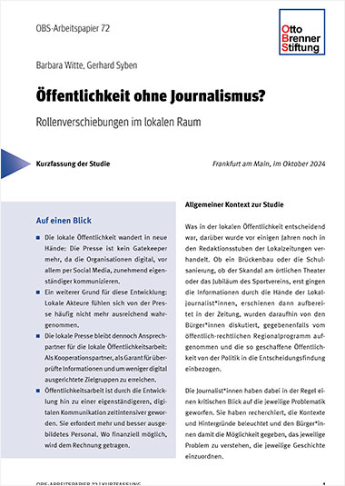 Kurzfassung: Öffentlichkeit ohne Journalismus? Kurzfassung: Öffentlichkeit ohne Journalismus?