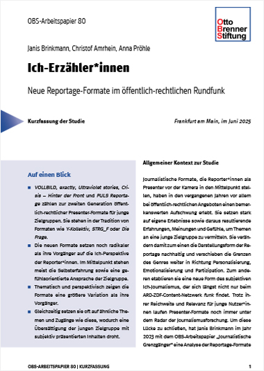 Kurzfassung: Neue Reportage-Formate im öffentlich-rechtlichen Rundfunk